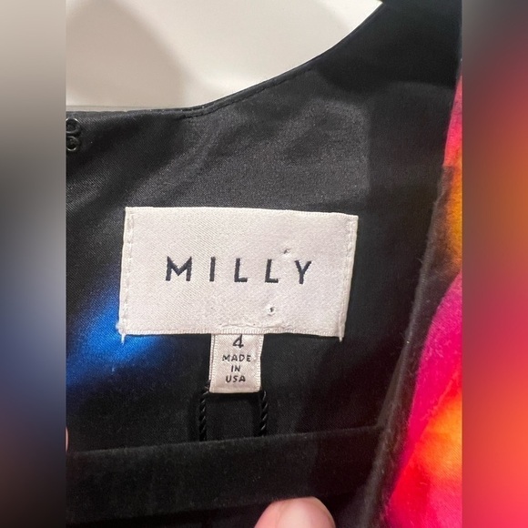 NWT!! Milly New York Rosette A-line Mini Dress. Size 4. Beautiful vibrant print. - Picture 4 of 11